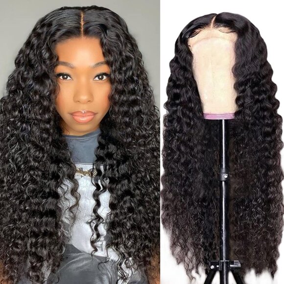 Lace Front Wigs Human Hair Water Wave Wig 180% Density Brazilian Virgin Hair Pre - Picture 1 of 3